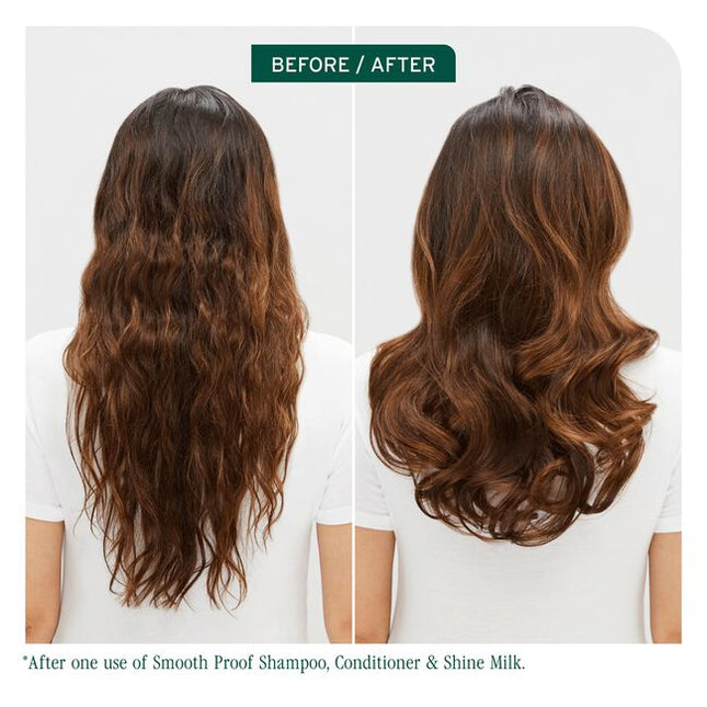 Smooth Shine Milk for Smooth Hair is a lightweight styling mist designed to provide a flexible hold while smoothing and enhancing the hair's natural shine. Formulated to combat frizz and flyaways, this vegan and cruelty-free product offers a glossy finish without leaving a heavy product feel.