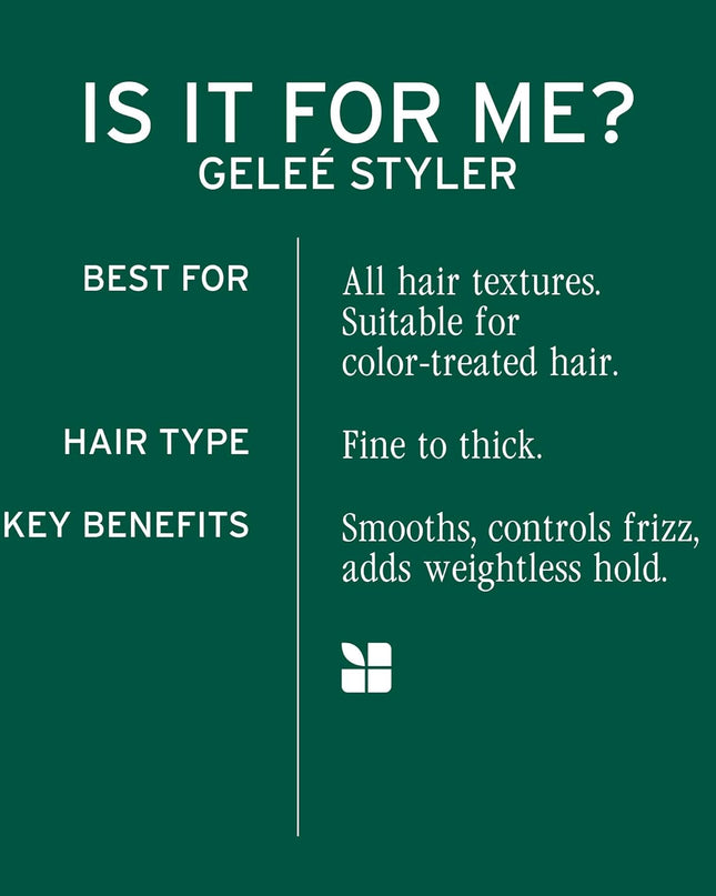Styling Gelée 150 ml is a versatile, all-purpose gel that provides medium hold while taming flyaways and frizz. Ideal for any hair type, this lightweight formula smooths your strands without weighing them down or adding tackiness, maintaining body and volume while imparting a gorgeous shine. It offers control without the crunch, ensuring a smooth and polished finish.