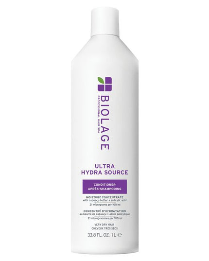 Ultra Hydra Source Conditioner for Very Dry Hair is an intensely hydrating conditioning balm formulated with cold-pressed Cupuaçu Butter and filtered salicylic acid. It is designed to replenish and retain moisture in very dry, thick, or coarse hair, leaving it supremely soft, smooth, and manageable. This conditioner provides up to 72 hours of moisture and frizz control*, delivering 6X more moisture after just one use**.