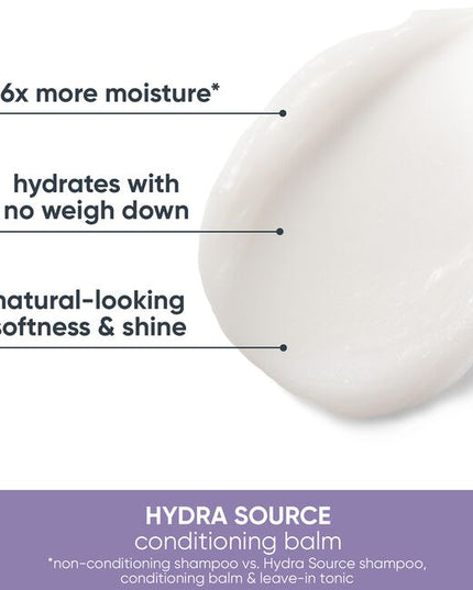Dry hair often causes frizz and split ends and lacks shine. Inspired by the ever-hydrated, never dry aloe plant, Biolage Hydra source Shampoo helps optimize moisture balance and protect against future damage for healthy looking hair. This salon professional hair treatment gives you up to 15X more moisturized hair after just one application.*
