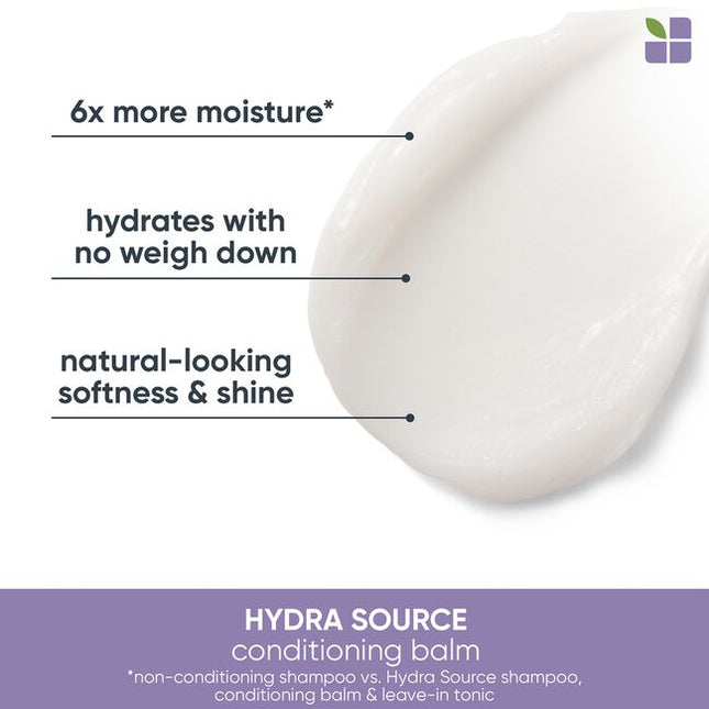 Dry hair often causes frizz and split ends and lacks shine. Inspired by the ever-hydrated, never dry aloe plant, Biolage Hydra source Shampoo helps optimize moisture balance and protect against future damage for healthy looking hair. This salon professional hair treatment gives you up to 15X more moisturized hair after just one application.*