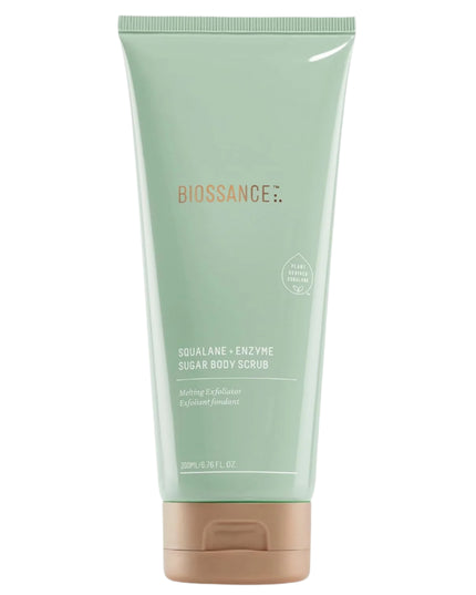 Shower yourself in double-exfoliation with our incredibly effective sugar body scrub with clinically proven, visible results for all skin types. Supercharged with both enzymatic and physical exfoliators, this gentle and potent formula delicately dissolves rough, dull skin without disrupting the ever-important moisture barrier.