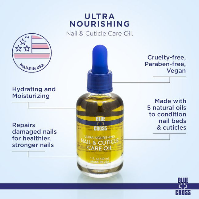 For 90+ years Blue Cross Professional Nail Care has been the preferred choice of manicurists, cosmetologists, nail artists, influencers, and beauticians for cuticle care and nail health - leaving nail beds clean, bright, moisturized, and nourished. 