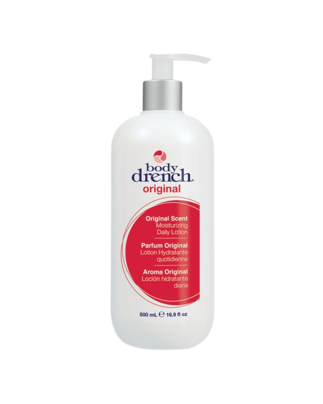 The Original Body Drench lotion is packed full of natural emollients and humectants, rubs in easily, never greasy and is skin-fit all the time.