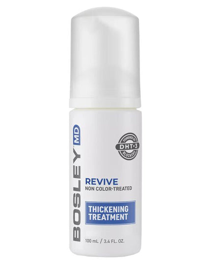 BosRevive Leave-In Thickening Treatment is uniquely formulated for those who want to help restore visibly thinning hair. Designed to help inhibit DHT, this lightweight, foaming, alcohol-free intensive treatment may aid in rejuvenating the scalp and help support the growth of stronger, healthier hair.