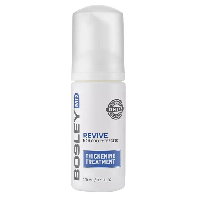 BosRevive Leave-In Thickening Treatment is uniquely formulated for those who want to help restore visibly thinning hair. Designed to help inhibit DHT, this lightweight, foaming, alcohol-free intensive treatment may aid in rejuvenating the scalp and help support the growth of stronger, healthier hair.