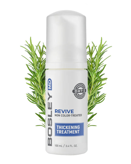 BosRevive Leave-In Thickening Treatment is uniquely formulated for those who want to help restore visibly thinning hair. Designed to help inhibit DHT, this lightweight, foaming, alcohol-free intensive treatment may aid in rejuvenating the scalp and help support the growth of stronger, healthier hair.