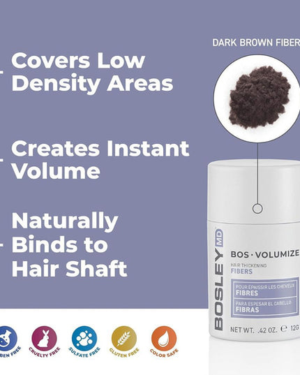 Hair thickening keratin fibers that naturally bond to existing hair help to blend and cover thinning in low-density areas.