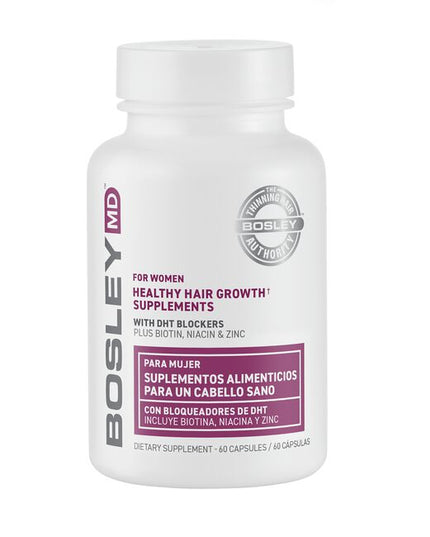Healthy Hair Growth Supplements may combat hair loss with DHT inhibiting botanicals plus Biotin, Niacin and Zinc for thicker, fuller looking hair. Biotin helps strengthen the hair follicle while Niacin and Zinc maintain healthy hair and reduce shedding. L-lysine in the Women's Healthy Hair Supplements helps the body absorb iron from food, nourishing hair follicles and encouraging growth. May also improve the appearance of skin and nails.