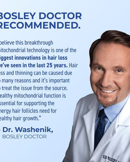 Give Thinning Hair The Finger! Get thicker, fuller-looking hair in as little as 45 days with this breakthrough hair growth technology co-created by Bosley Doctors and Yuva Biosciences. It is the first ever thinning hair solution formulated using artificial intelligence. AI processed thousands of compounds to identify the exact molecule need to support healthy mitochondria.†