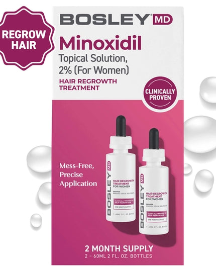 Hair Regrowth Treatment with Minoxidil formulated exclusively for Women is a leave-in, FDA-approved treatment clinically proven to regrow hair and slow down further hair loss. Clinically Proven to Regrow Hair. Minoxidil 2% w/v. 60-day supply.