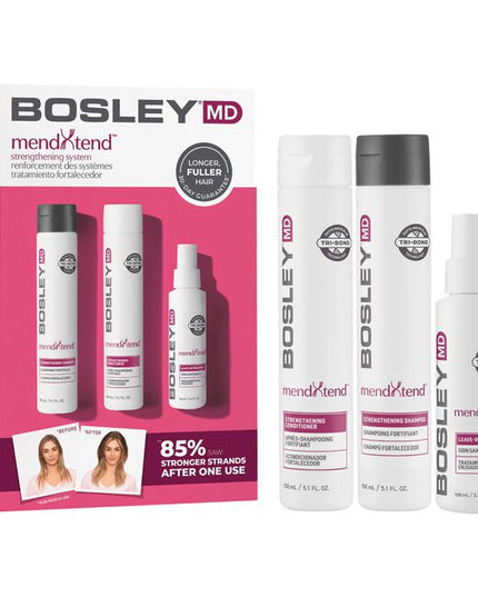 Get longer, thicker, fuller-looking hair with mendXtend Strengthening System. Tri Bond phyto-molecular technology strengthens strands from the innermost layer of hair while DHT inhibitors promote healthy hair growth.