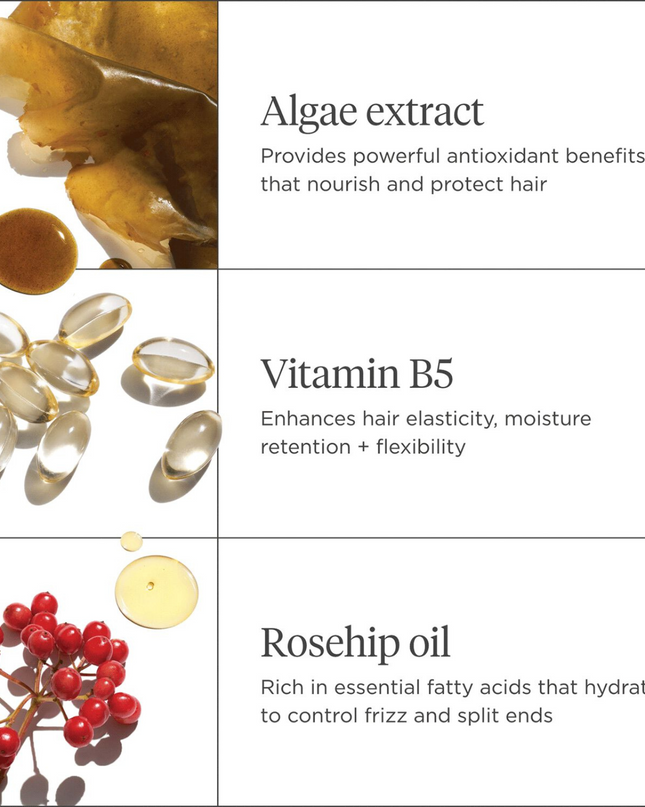 An ultra-hydrating, silicone-free conditioner that brings a surge of intensive moisture to strengthen damaged hair + prevent future breakage.