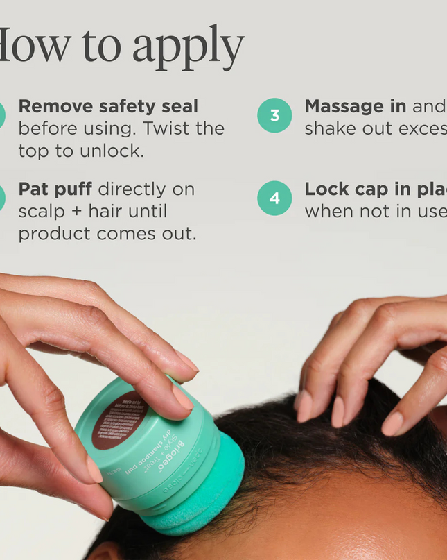 Style + Treat™ Dry Shampoo Puff is a lightweight, aerosol-free powder that absorbs excess oil to refresh hairstyles. This talc-free dry shampoo uses a compact power puff for a convenient, on-the-go root refresh.