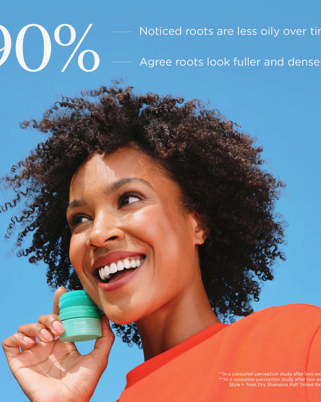 Style + Treat™ Dry Shampoo Puff is a lightweight, aerosol-free powder that absorbs excess oil to refresh hairstyles. This talc-free dry shampoo uses a compact power puff for a convenient, on-the-go root refresh.