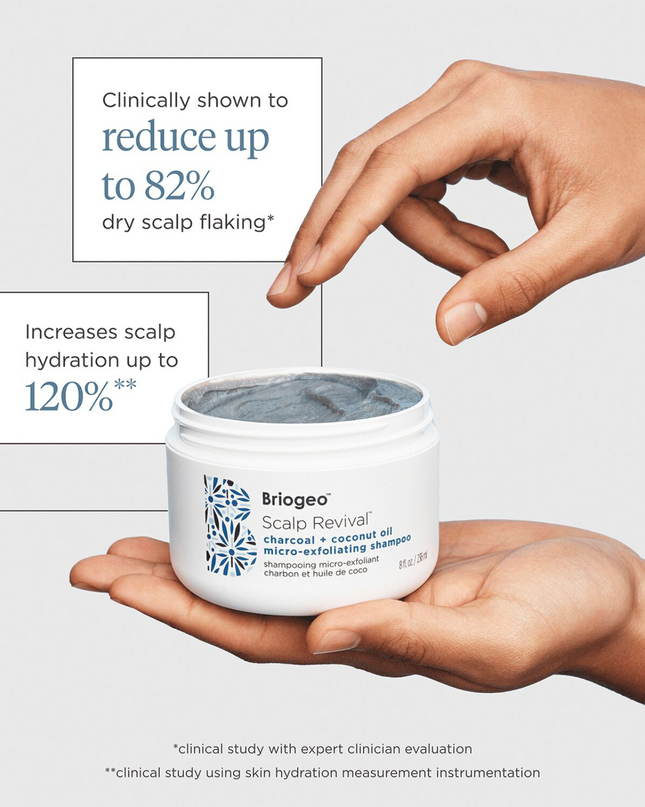 An exfoliating, sulfate-free scalp scrub that is clinically shown to increase scalp hydration up to 120%.* Soothes dry, itchy, irritated scalps.