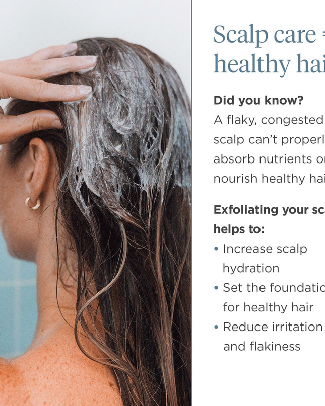 An exfoliating, sulfate-free scalp scrub that is clinically shown to increase scalp hydration up to 120%.* Soothes dry, itchy, irritated scalps.