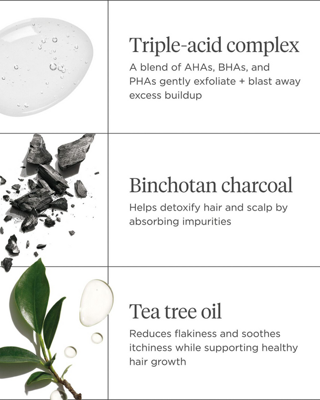 A scalp exfoliating pre-wash treatment that gently eliminates product buildup and dry shampoo scalp congestion for a more effective cleanse.