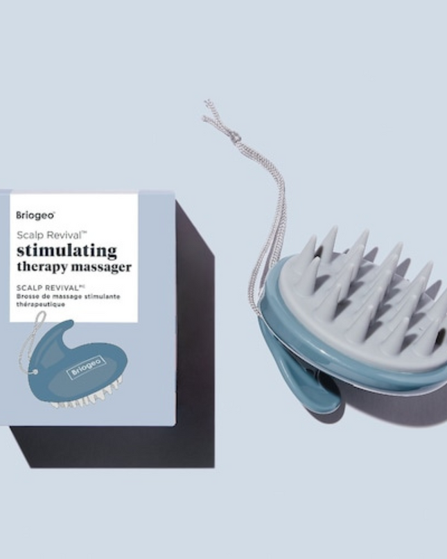 A hand-held scalp massager that helps increase scalp circulation and stimulation to support a healthy scalp and hair.