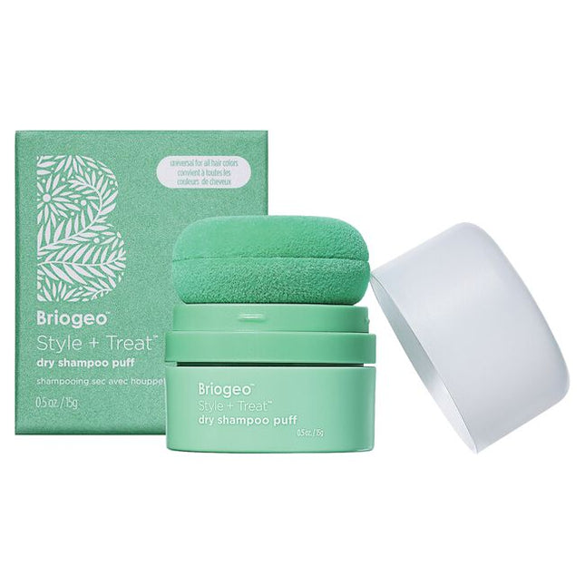 Style + Treat™ Dry Shampoo Puff is a lightweight, aerosol-free powder that absorbs excess oil to refresh hairstyles. This talc-free dry shampoo uses a compact power puff for a convenient, on-the-go root refresh. A universal brown tint blends seamlessly for root touch-ups with no white cast.