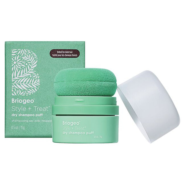 Style + Treat™ Dry Shampoo Puff is a lightweight, aerosol-free powder that absorbs excess oil to refresh hairstyles. This talc-free dry shampoo uses a compact power puff for a convenient, on-the-go root refresh. A universal brown tint blends seamlessly for root touch-ups with no white cast.