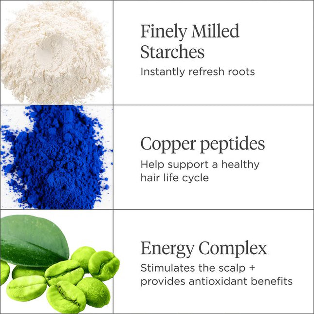 Style + Treat™ Dry Shampoo Puff is a lightweight, aerosol-free powder that absorbs excess oil to refresh hairstyles. This talc-free dry shampoo uses a compact power puff for a convenient, on-the-go root refresh. A universal brown tint blends seamlessly for root touch-ups with no white cast.