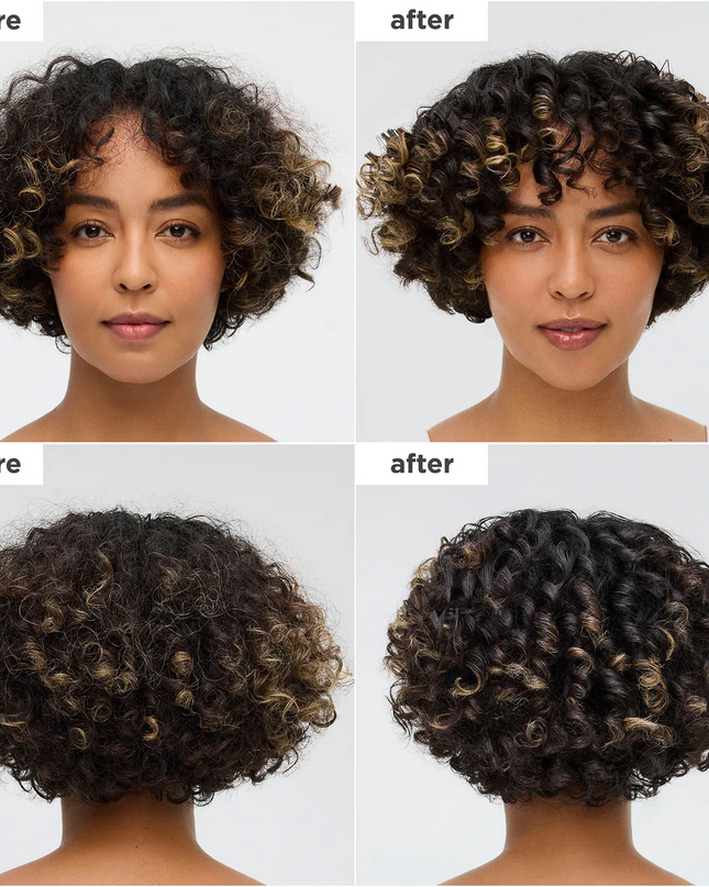 A cushiony, pearlescent gloss-to-oil essential that delivers instant shine, lasting moisture + strengthens strands for glossy, healthy-looking hair. Created with 99% naturally derived ingredients, this silicone-free hair oil enhances dry, dull strands with revitalizing moisture and a glistening finish. For medium to thick hair, use daily for a high-shine finish. For fine to medium, use for high-shine slicked-back styling.