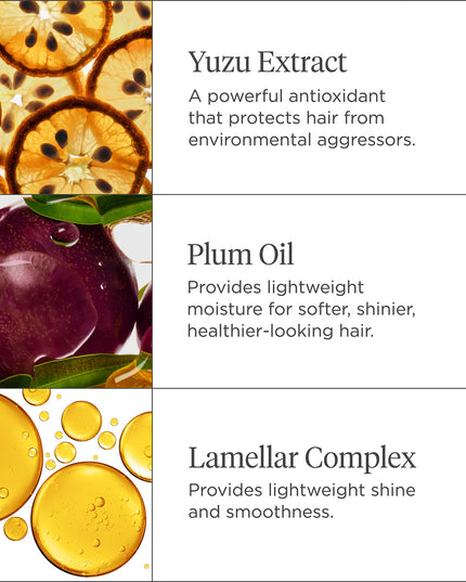 A silicone-free multitasking hair oil that protects, smooths, moisturizes and adds subtle shine to fine hair without weighing it down. Using 99% naturally derived ingredients, this versatile oil enhances fine to medium hair with weightless moisture, a soft, subtle glow, and a frizz-free finish. Heat + humidity protection combine with a featherweight texture to allow for wet or dry styling without damage to delicate strands.