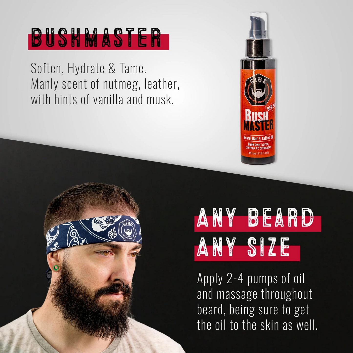 GIBS Grooming - Bush Master Beard, Hair & Tattoo Oil 4 oz