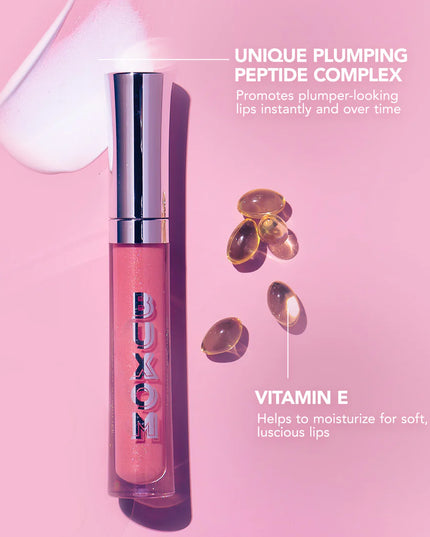 BUXOM's Full-On Plumping Lip Polish glides on with a weightless, non-sticky feel, visibly plumping the appearance of lips. Our signature peptide complex plumps, while vitamin E provides moisture for soft, luscious lips. All with a high-shine, shimmering finish and a comfortable, tantalizing tingle.