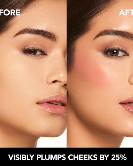 This cutting-edge blush combines the ease of a cream, the finish of a powder and our advanced plumping technology that’s clinically shown to visibly plump cheeks. A perfect blend of matte &amp; radiant, the airy texture blends like a dream, leaving cheeks with a hazy wash of medium buildable color and a diffused, cloud-like finish. Cruelty free.