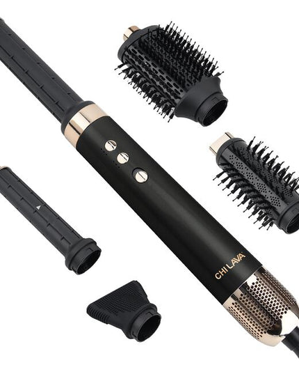 Achieve multiple styles effortlessly with just one tool. Effortlessly switch between the 5 versatile attachments to volumize, curl or dry hair with less heat. Discover the transformative power of CHI LAVA Technology, delivering impressive shine, frizz-free hair, and long-lasting results.