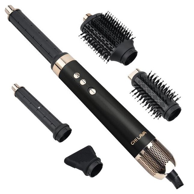 Achieve multiple styles effortlessly with just one tool. Effortlessly switch between the 5 versatile attachments to volumize, curl or dry hair with less heat. Discover the transformative power of CHI LAVA Technology, delivering impressive shine, frizz-free hair, and long-lasting results.