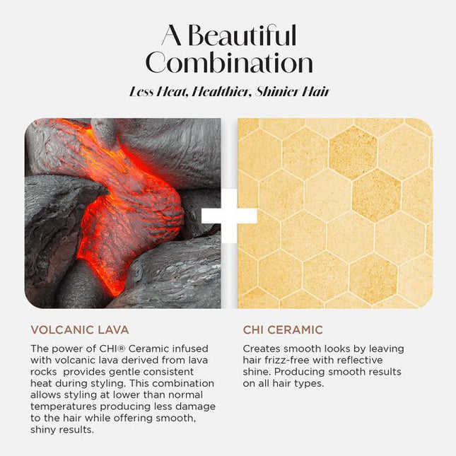 Achieve multiple styles effortlessly with just one tool. Effortlessly switch between the 5 versatile attachments to volumize, curl or dry hair with less heat. Discover the transformative power of CHI LAVA Technology, delivering impressive shine, frizz-free hair, and long-lasting results.