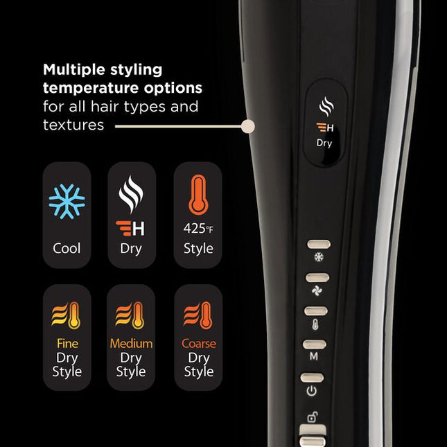 The CHI Lava AirGlide Multistyler combines advanced CHI Lava Technology with powerful airflow and precision heating to deliver salon-quality results in one sleek, all-in-one tool. Designed with Volcanic Lava-infused plates and a high-speed 106,900 RPM motor, it offers fast drying and frizz-free styling with minimized heat damage.