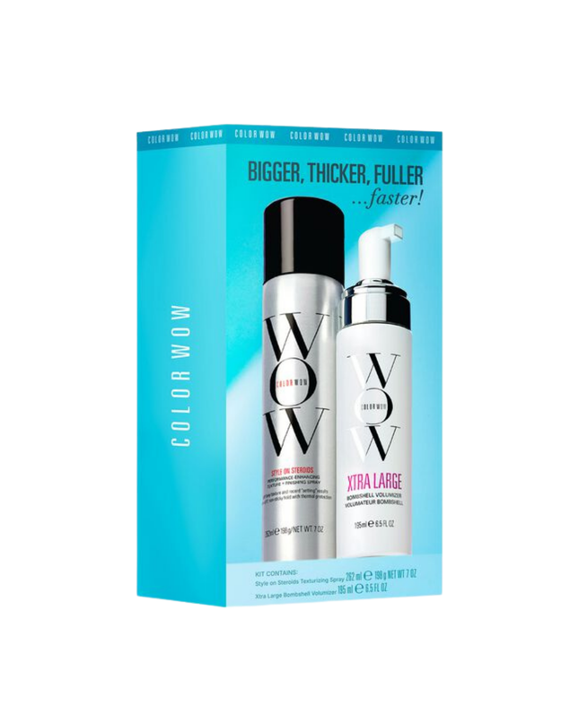 Bigger, Thicker, Fuller, Faster Duo Includes:

(1) - Style On Steroids Texturizing Spray, 7 oz.
(1) - Xtra Large Bombshell Volumizer, 6.7 fl. oz.