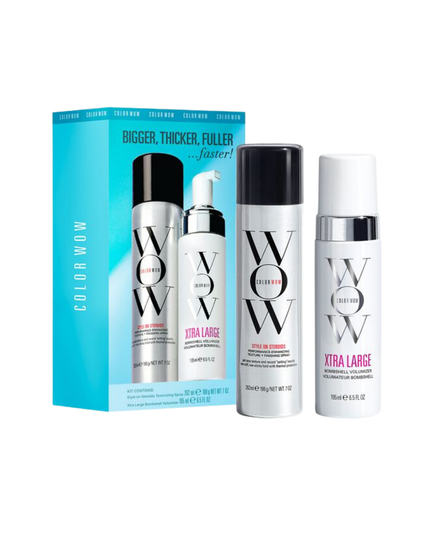 Bigger, Thicker, Fuller, Faster Duo Includes:

(1) - Style On Steroids Texturizing Spray, 7 oz.
(1) - Xtra Large Bombshell Volumizer, 6.7 fl. oz.