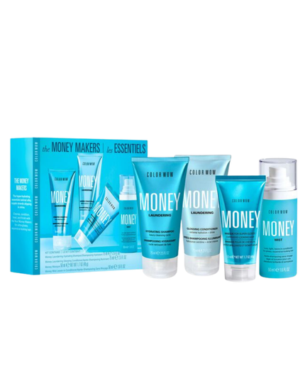The Money Makers Kit Includes:

(1) - Money Laundering Hydrating Shampoo, 2.5 fl. oz.
(1) - Money Laundering Glossy Conditioner, 2.5 fl. oz.
(1) - Money Masque, 1.7 oz.
(1) - Money Mist Leave-In Conditioner, 1.6 fl. oz.