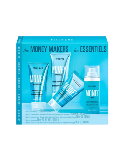 The Money Makers Kit Includes:

(1) - Money Laundering Hydrating Shampoo, 2.5 fl. oz.
(1) - Money Laundering Glossy Conditioner, 2.5 fl. oz.
(1) - Money Masque, 1.7 oz.
(1) - Money Mist Leave-In Conditioner, 1.6 fl. oz.