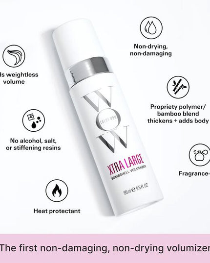 A super safe, gentle way to volumize fine, thin, limp, flat hair. This futuristic foam technology adds weightless mass to each strand without disturbing the cuticle so hair stays glossy, feels silky and super thick. Instant sexy, super-sized bombshell volume without dehydrating, dulling or weighing hair down.