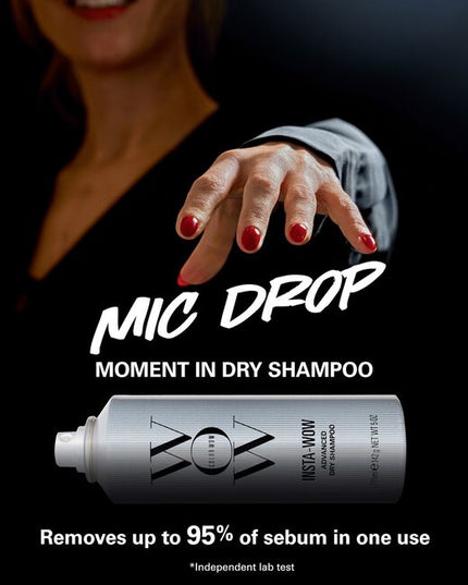 Insta-WOW Advanced Dry Shampoo breakthrough dry shampoo removes up to 95%* of oil for a shampoo-grade clean - no white cast, no clumping, no buildup. Color WOW's proprietary Active Cleansing Technology dissolves oil into micro-droplets, while ultra-fine, high-performance starches absorb it + lift it away, leaving no gritty residue, hair is soft + shiny as if freshly washed.