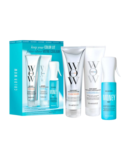 Keep Your Color Lit Trio Includes:

(1) - Color Security Shampoo, 8.4 fl. oz.
(1) - Color Security Conditioner for Fine to Normal Hair, 8.4 fl. oz.
(1) - Money Mist, 5 fl. oz.