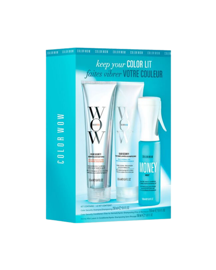 Keep Your Color Lit Trio Includes:

(1) - Color Security Shampoo, 8.4 fl. oz.
(1) - Color Security Conditioner for Fine to Normal Hair, 8.4 fl. oz.
(1) - Money Mist, 5 fl. oz.