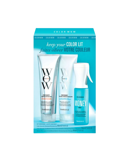 Keep Your Color Lit Trio Includes:

(1) - Color Security Shampoo, 8.4 fl. oz.
(1) - Color Security Conditioner for Fine to Normal Hair, 8.4 fl. oz.
(1) - Money Mist, 5 fl. oz.