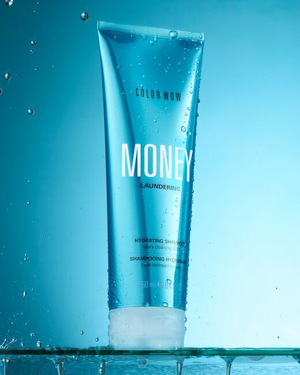 Money Laundering Shampoo contains nature’s most notorious water-grabbing and hydrating ingredients, Hyaluronic Acid plus four nutrient-rich marine algae. This gentle wash delivers a surge of hydration, leaving the hair and scalp in optimal condition, strands looking supple, super-healthy and shiny.