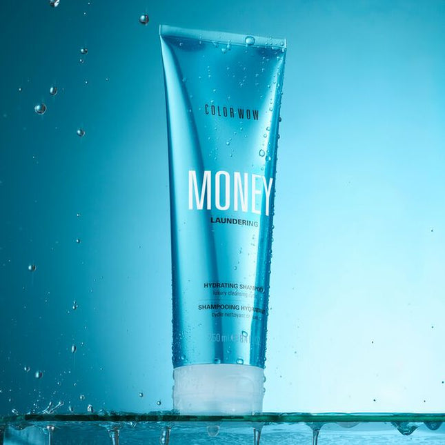 Money Laundering Shampoo contains nature’s most notorious water-grabbing and hydrating ingredients, Hyaluronic Acid plus four nutrient-rich marine algae. This gentle wash delivers a surge of hydration, leaving the hair and scalp in optimal condition, strands looking supple, super-healthy and shiny.