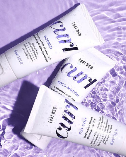 For super supple, hydrated, glossy curls choose Curl Wow.
Perfect Curls Starter Kit Includes:

(1) - Hooked Clean Shampoo, 2 fl. oz.
(1) - Coco-Motion Lubricating Conditioner, 2 fl. oz.
(1) - Flo-Entry Vital Natural Serum, 2 fl. oz.