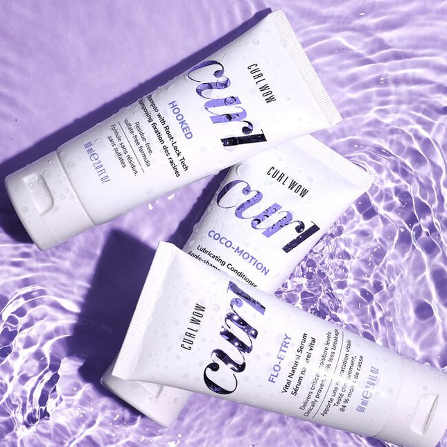 For super supple, hydrated, glossy curls choose Curl Wow.
Perfect Curls Starter Kit Includes:

(1) - Hooked Clean Shampoo, 2 fl. oz.
(1) - Coco-Motion Lubricating Conditioner, 2 fl. oz.
(1) - Flo-Entry Vital Natural Serum, 2 fl. oz.