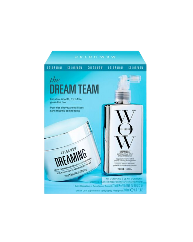 The Dream Team Duo Includes:

(1) - Dream Coat Supernatural Spray, 6.7 fl. oz.
(1) - Dreaming Advanced Repair &amp; Resurfacing Treatment, 7.5 fl. oz.