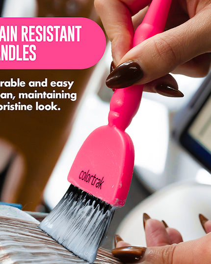 Experience the bold precision and control of the Electric Pink Wand, crafted for comfortable performance. The single King and two Queen size brushes have a non-slip ergonomic grip and stain-resistant handles. This vibrant tool ensures superior control and effortless clean-up. 